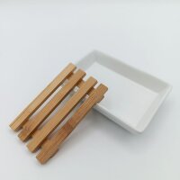 Keramikseifenschale mit Bambusgitter